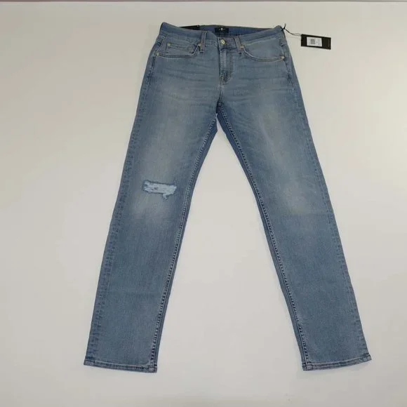 7 For All Mankind Men's Slimmy Slim Straight Jeans Size 32 x 33 NWT Laguna Wash